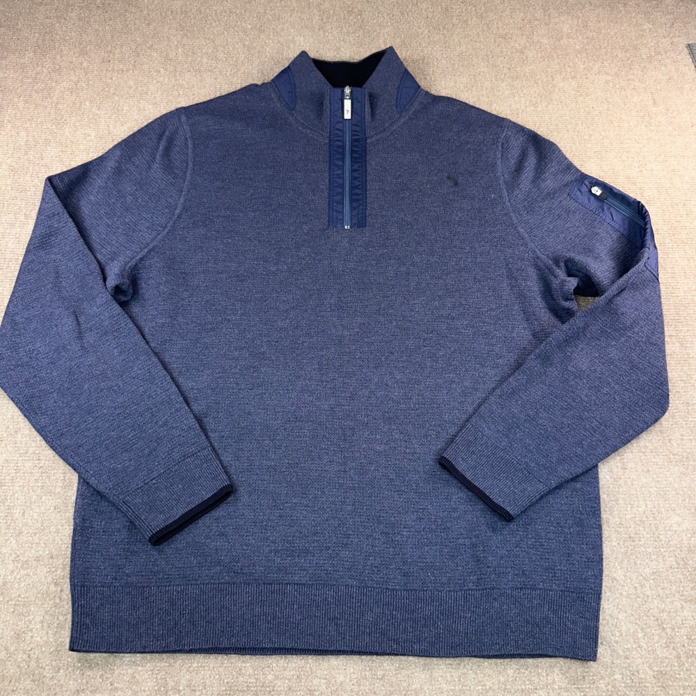 Tommy Bahama IslandZone Mens Blue Quarter Zip Pullover Sweater Size M